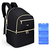 Breast Pump Bag Backpack with Cooler Compartment for Spectra S1,S2,Medela,Lansinoh Breast Pump,Cooler Bag, Breastmilk Bottles, Double Layer Breast Pump Carrying Bag for Working Moms Black XL by Lunies