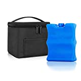 Teamoy Breastmilk Cooler Bag with Ice Pack, Baby Bottles Bag for up to 4 Large 5 Ounce Bottles Without Nipple, Perfect for Nursing Mom Back to Work, Black