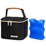 BABEYER Insulated Bottle Bag with Ice Pack Fits 4 Large Baby Bottles Up to 5 Ounce, Cooler Bag Great for Nursing Mom Daycare-Black