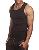 Men's A-Shirt Muscle Tank Top Gym Work Out Super Thick 3 PACK (3X-Large, Black)