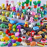 100 Pack Animal Erasers for Kids Gifts, Desk Pets for Classroom, 3D Bulk Mini Puzzle Pencil Erasers, Cute erasers for Classroom Rewards and Prizes, Fun Carnivals Party Favors Gift and School Supplies
