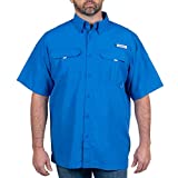 HABIT Mens Fourche Mountain Short Sleeve River Guide Fishing Shirt, Marlin Blue, 3X-Large