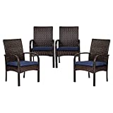 VOYSIGN Outdoor Wicker Chair, Patio Dining Chairs with Removable Cushions, Fire Pit Chairs Set of 4