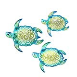 YOUIN Set of 3 Metal Sea Turtle Beach Theme Decor Wall Art Decorations for Indoor Outdoor Bathroom Garden