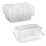 Disposable Sturdy Plastic Hinged Loaf Containers - Durable Medium Hoagie or Sandwich Container  Inside Dimensions of 8 in x 4 in x 3.85 in - Made in The USA by MT Products (Pack of 20)