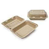 100% Compostable Disposable Food Containers with Lids [9X6 500 Pack] Eco-Friendly Take-Out TO-GO Containers, Heavy-Duty, Biodegradable, Unbleached by Earth's Natural Alternative