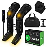 Lunix LX10 Foot, Calf, Leg Air Compression Massager Machine, Cordless and Rechargeable Thigh and Knee Boots Device with Heat for Circulation and Recovery, Legs Pain Relief, Lymphatic Drainage, Black