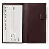 Leatherology Brown Deluxe Leather Checkbook Cover with Clear Divider