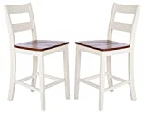 Safavieh Home Collection Yuri White and Natural 24-inch Counter Stool (Set of 2)