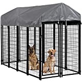 8 x 4 x 6 Ft Dog Pen Dog Playpen House Heavy Duty Outdoor Metal Galvanized Welded Pet Crate Kennel Cage with UV Protection Waterproof Cover and Roof