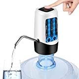 New Water Pump for 5 Gallon Bottle Water Dispenser, Electric Drinking Water Pump with Rechargeable Battery, Portable Automatic Water Bottle Pump for Camping Kitchen Home Office - White