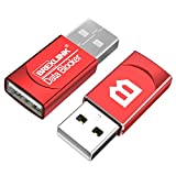 USB Data Blocker (2-Pack), BrexLink Charge-Only USB Blocker Adapter for Blocking Data Sync, Protect Against Juice Jacking Compatible W. iPhone, iPad, Samsung Phones, Tablets and More Devices - Red