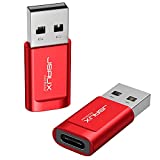 USB-C Data Blocker, JSAUX (2-Pack) USB-A to USB-C Female Defender Only for Quick Charge, Protect Against Juice Jacking, Refuse Hacking Provide Safe Charging- Red