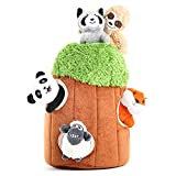 Muiteiur Squeak Puzzle Plush Dog Toy Interactive Hide and Seek Activity Toy for Dogs Durable Natural Puppy Toy Stuffed Toy for Dogs