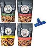 Port City Pretzels, Tasty Ranch Dill, Cinnamon Sugar, Tangy Mustard 'N Honey, and Feisty Hot, 8 Ounce (Pack of 4) - with Make Your Day Bag Clip