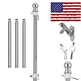 HOME RIGHT American Flag with Pole,Flag Poles kit for 3 x 5 Flags Holder,Including 100% Polyester Flags, 6 FT Stainless Steel No Tangle Spinning Pole and 2-Position Flag Pole BracketAmerican Flag
