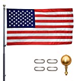 Titan Telescoping Flag Poles, 15ft Dark Bronze - American Made Heavy Duty Flag Pole Kit with Anodized Aluminum Telescoping Flag Pole, 3 x 5 American Flag, Hardware for 2 Flags, Assembly Instructions
