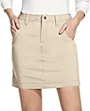 CQR Women's Casual Skirt, UPF 50+ Active Athletic Outdoor Skort with Shorts, Hiking Golf Travel Casual Skorts with Pockets, Driflex Skorts Khaki, X-Large