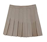 Women School Uniforms plaid Pleated Mini Skirt Khaki a 4
