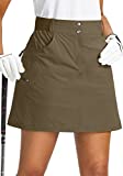 Viodia Golf Skorts Skirts for Women with Pockets Women's High Waist Hiking Skirt Athletic Tennis Skort for Summer Casual Dark Khaki