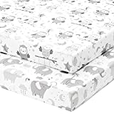 Pack and Play Sheets Fitted  Compatible with Graco Pack n Play Playard Crib and Other 27 x 39 Inch Playpen Mattress  Snuggly Soft 100% Jersey Cotton  2 Pack Play Yard Sheet Set for Boys & Girls