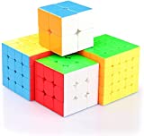 Coogam Moyu Cube Bundle 2x2 3x3 4x4 5x5 Speed Cube Set Meilong Pack Stickerless Brain Teaser Puzzle Toy for Kids Adults Challenge