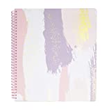 Steel Mill & Co Cute Large Spiral Notebook College Ruled, 11" x 9.5" with Durable Hardcover and 160 Lined Pages, Pastel Brush Strokes