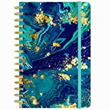 Huamxe Spiral Journal Notebook, Marble Hardcover Lined Journal for Women, Medium 6 x 8.4 in, 160 Pages Thick Paper, Cute A5 College Ruled Notebooks for Journaling Writing Work Office School, Blue