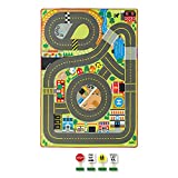 Melissa & Doug Jumbo Roadway Activity Rug With 4 Wooden Traffic Signs (79 x 58 inches)