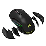 DELUX Wireless Gaming Mouse Rechargeable with 16000DPI, Chroma RGB and Ambidextrous Side Wing and Personalized Weights Design, 8 Programmable Buttons, Up to 50 Hr Battery Life(M627BU(3389)-Black)