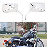 10MM Chrome Motorcycle Rectangle Handlebar Rearview Side Mirrors Compatible with Honda Kawasaki Suzuki Cruiser Scooter (Chrome#2)