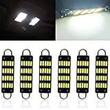 TORIBIO 6-Pack 44MM(1.73") LED Bright White Festoon Bulb 4014 24SMD 561 562 567 564 LED For Car Interior Light Dome Map Light Door Courtesy Lights White