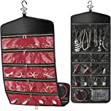 CHICECO Hanging Jewelry Organizer,Dual Sided with Zippered Pockets Necklace Earring Accessory Organiser Large Jewelry Storage Container for Door Wall Closet