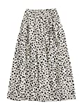 Milumia Women's Vintage Dalmatian Print A Line High Waist Flare Flowy Midi Skirts White Small