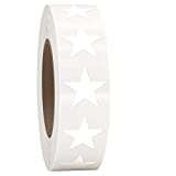 3/4"Bright White Star Shape Foil Sticker Labels, 1000 Labels per Roll, 1 Roll.75 Inch Diameter