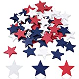 60 Pieces 4th of July Wooden Stars Patriotic Star Ornaments for Crafts 1.2 Inch Wooden Patriotic Star Shape Cutouts for Independence Day Labor Day Memorial Day Decor, Navy Blue, Red, White (1.2 Inch)