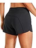 CRZ YOGA Womens Lightweight Gym Athletic Workout Shorts Liner 4" - Quick Dry Running Sport Spandex Shorts Mesh Zipper Pockets Black X-Small