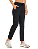 CRZ YOGA Womens 4-Way Stretch Travel Casual 7/8 Ankle Pants 27.5" Sweatpants Lounge Outdoor Workout Athletic Pockets Trousers Black Small