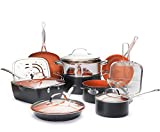 Gotham Steel Ultimate 15 Piece All in One Chefs Kitchen Set Copper Coating  Includes Skillets, Stock Pots, Deep Square Pan with Fry Basket