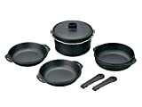 Snow Peak Cast Iron Duo - All-in-One Cook Set - Pot, Lid, Skillet, Plates, Handles, Storage Case