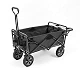 MacSports Collapsible Outdoor Utility Wagon with Folding Table and Drink Holders, Gray
