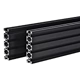 2PCS 20 Series T Slot 2080 Aluminum Extrusion Profile 23.6'',European Standard Anodized Linear Rail for 3D Printer Parts and CNC DIY 600mm Black(23.6inch)