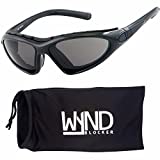 WYND Blocker Vert Motorcycle & Outdoor Sports Wrap Around Sunglasses (Black / Smoke Lens)