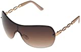 Southpole 1023SP Metal UV Protective Chain Link Temple Shield Sunglasses Trendy Gifts for Women, 70 mm, Rose Gold & Rose