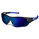 Polarized Sports Sunglasses for Men Women Cycling Running Driving Fishing Golf Baseball Motorcycle Glasses (Black Blue)