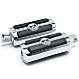 Krator Front & Rear Foot Peg Foot Rests Chrome Compatible with Harley Davidson (All Years) Skull Head