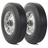 (2-Pack) AR-PRO 10''x2.5'' Flat Free Solid Rubber Replacement Tires (4.10/3.50-4") - Flat-Free Tires for Hand Trucks and Wheelbarrows with 10 Tires with 5/8" Axles