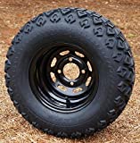 10" Black Steel Golf Cart Wheels and 20x10-10 DOT All Terrain Golf Cart Tires - Set of 4