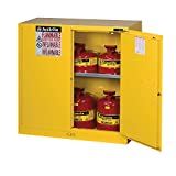 Justrite 893020 Sure-Grip EX Flammable Safety Cabinet, 2 Door, Self Closing, Dimensions (H x W x D): 44 x 43 x 18 inch (1118 x 1092 x 457 mm); 30 gal. (114L)