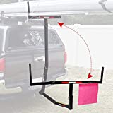 ECOTRIC Truck Bed Extender Pickup Truck Bed Hitch Mount Extension Rack SUV Lumber Ladder Canoe Boat Kayak Long Pipes w/Flag 750lbs Capacity